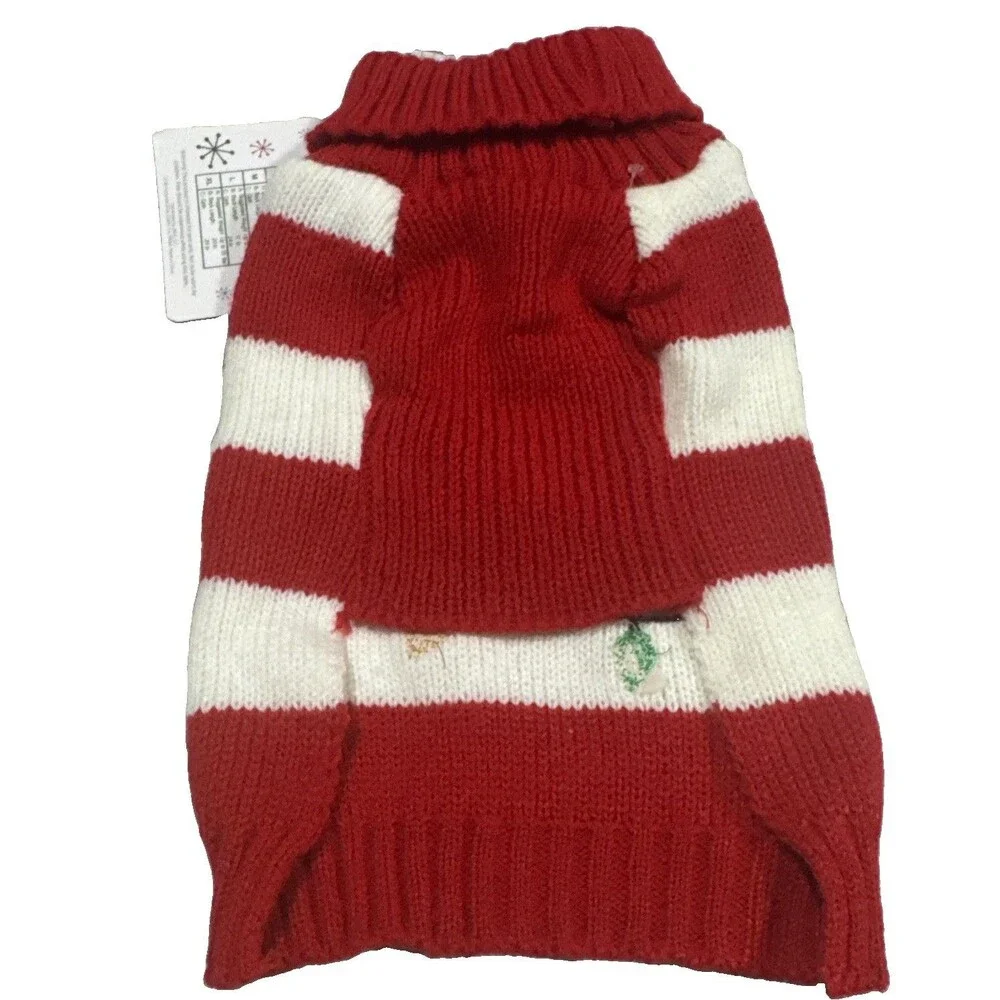 Christmas Lights Dog /Pet Red & White Sweater XS